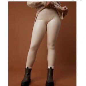 Aerie Offline Luxe Faux Leather Leggings Cream NWT